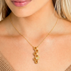 Honeycomb Bee Pendant Necklace, Gold Amber and Rainbow
