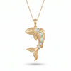 Gold Koi Fish Pendant Necklace with Opal Accents