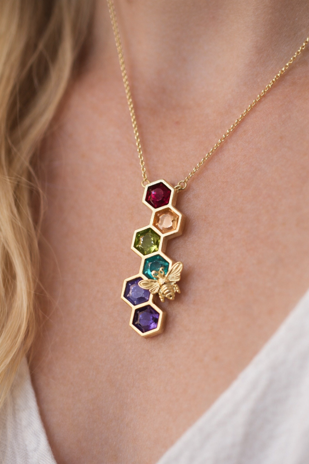 Honeycomb Bee Pendant