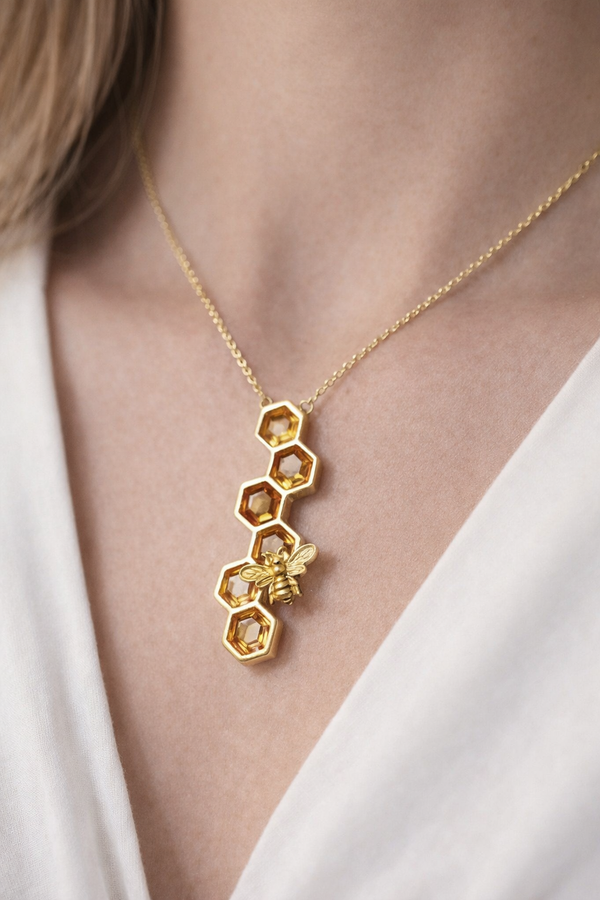 Honeycomb Bee Pendant