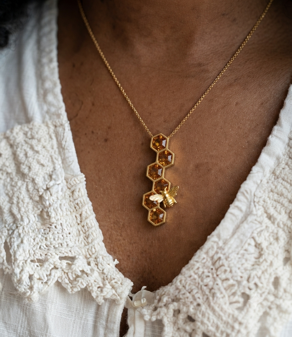 Honeycomb Bee Pendant