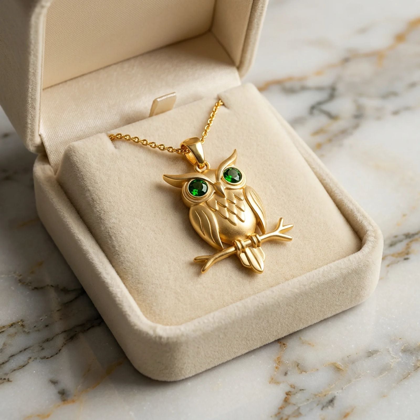 Emerald Guardian Owl Necklace