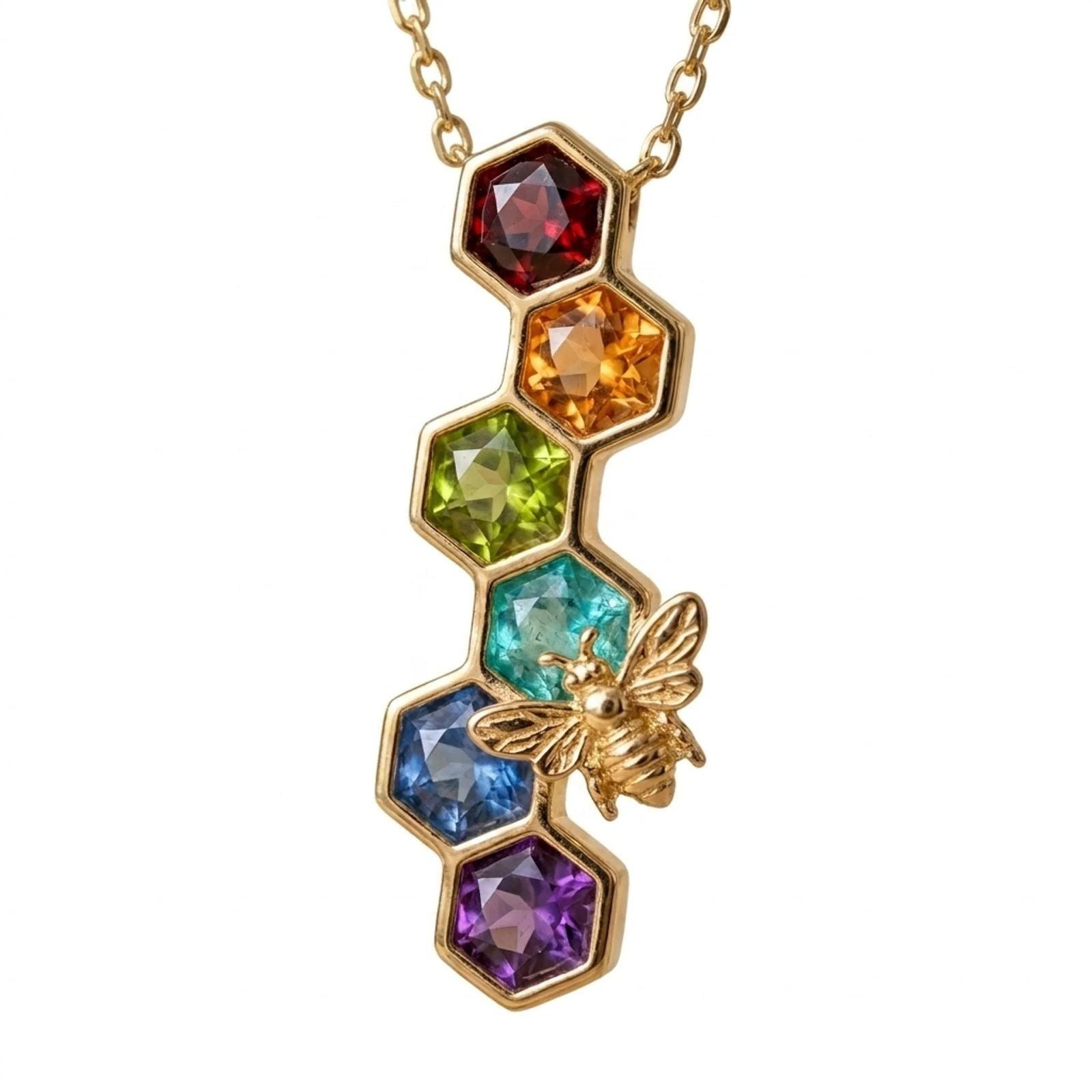 Chakra Honeycomb Gemstone Necklace