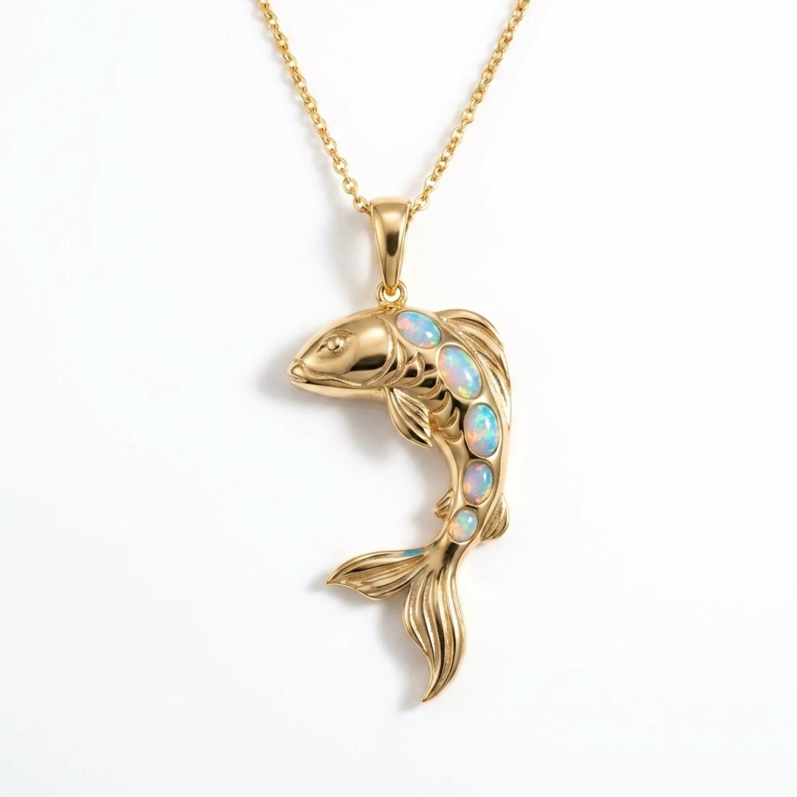 Iridescent Golden Koi Opal Necklace