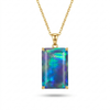 Blue Opal Pendant Necklace with Gold Setting