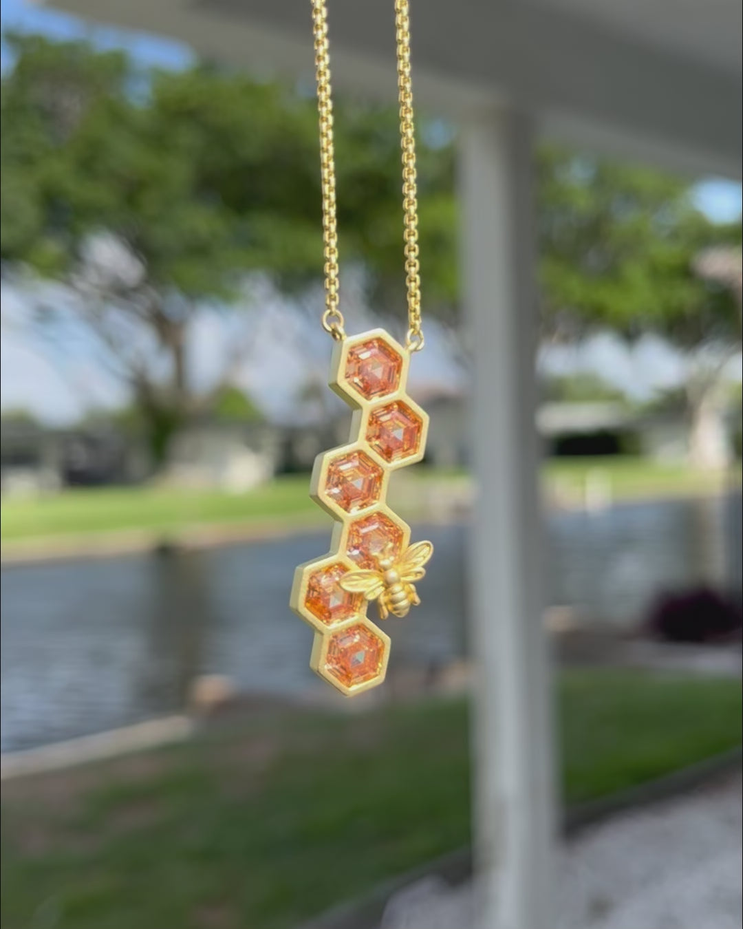 Honeycomb Bee Pendant